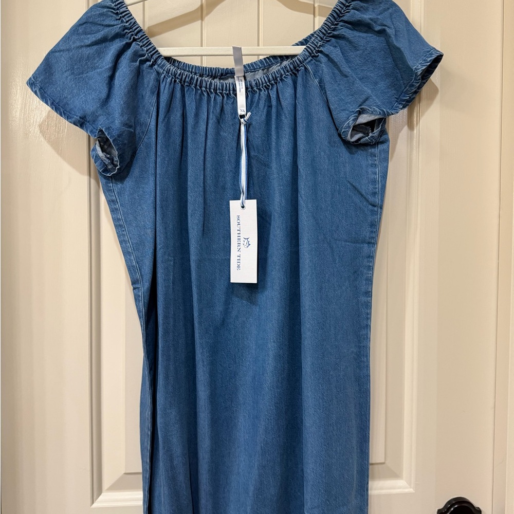 Blue Off-Shoulder Dress